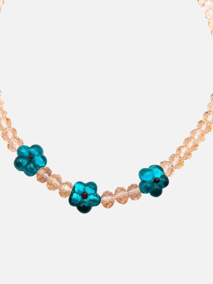 3 Blue Flowers & Rose Crystal Beads for wholesale by Le Club Olive