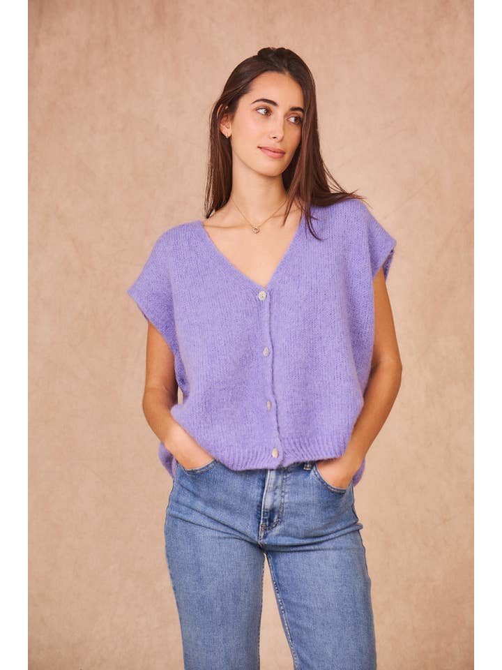 Calie Paris - Wholesale Knit Sweater - Women's - Kid Mohair Sleeveless Cardigan10