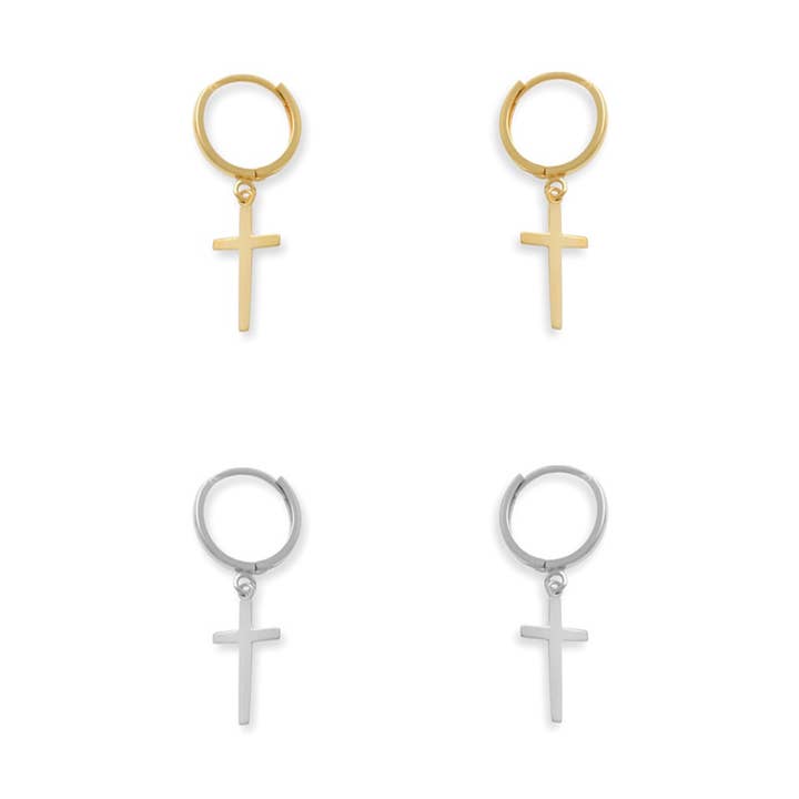 Simple Cross Hoop Earrings for wholesale by KIKICHIC