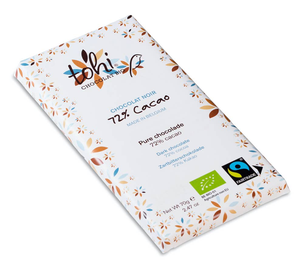 Tohi - Vente Barre chocolatée - Tablette  De Chocolat 70g - Noir 72% De Cacao1