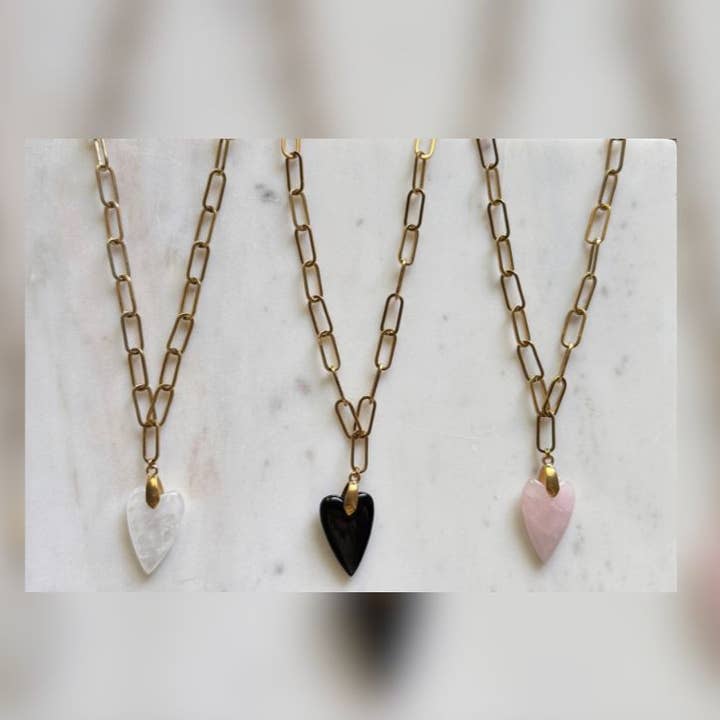Gemstone Heart Statement Necklace for wholesale by Alexandra Kathlyn Accessories