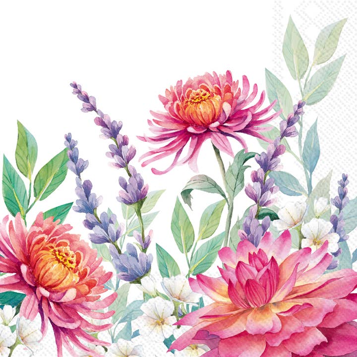 Paper Cocktail Napkins 20 Ct Colorful Garden White for wholesale by Boston International