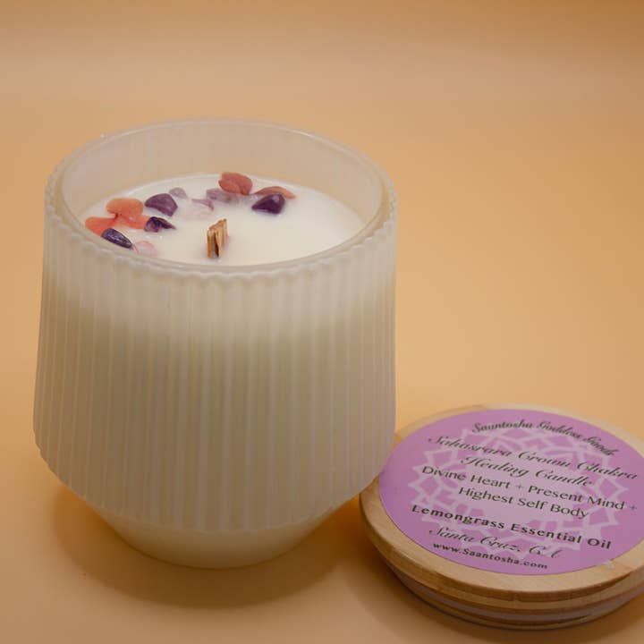 Velas Vintage No Tóxicas con Cristales| Mecha de Madera para venta al por mayor de Saantosha Goddess Goods