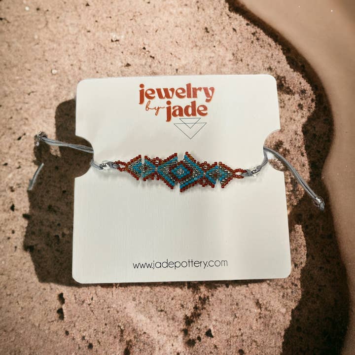 geometrische kralenarmband miyuki kralen handgemaakt in bali roestturkoois voor wholesale door Jade Pottery & DIY Studio