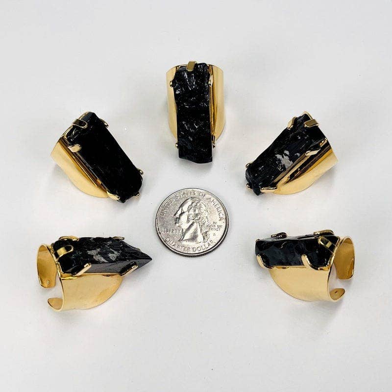 Rock Paradise - Venta al por mayor Anillos grandes/de cóctel - Anillo de cristal turmalina negro5