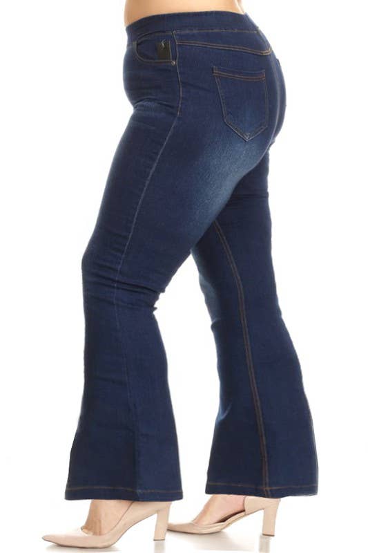 Color 5 - Wholesale Jeans - Women's - Plus size basic denim pull on casual denim flare jeans10