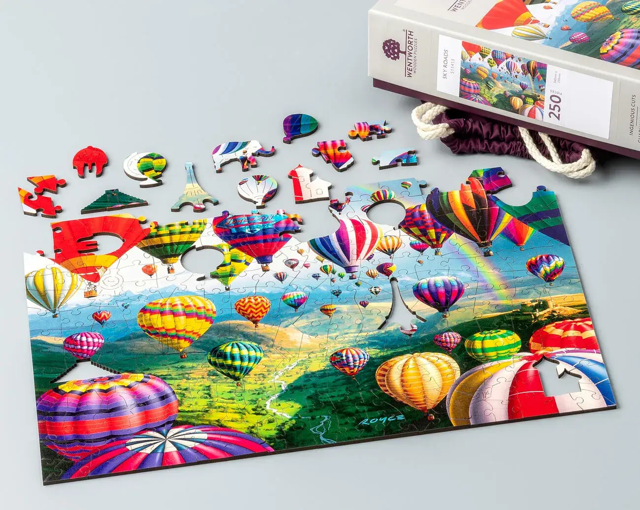 Wentworth Puzzles – wholesale Puzzle – Adult – Sky Roads Wooden Puzzle with Hot Air Balloons2