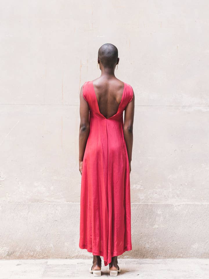 ROBE HOUMI 100% BEMBERG Cyclamen/Rose poudré pour la vente par ZEROBARRACENTO