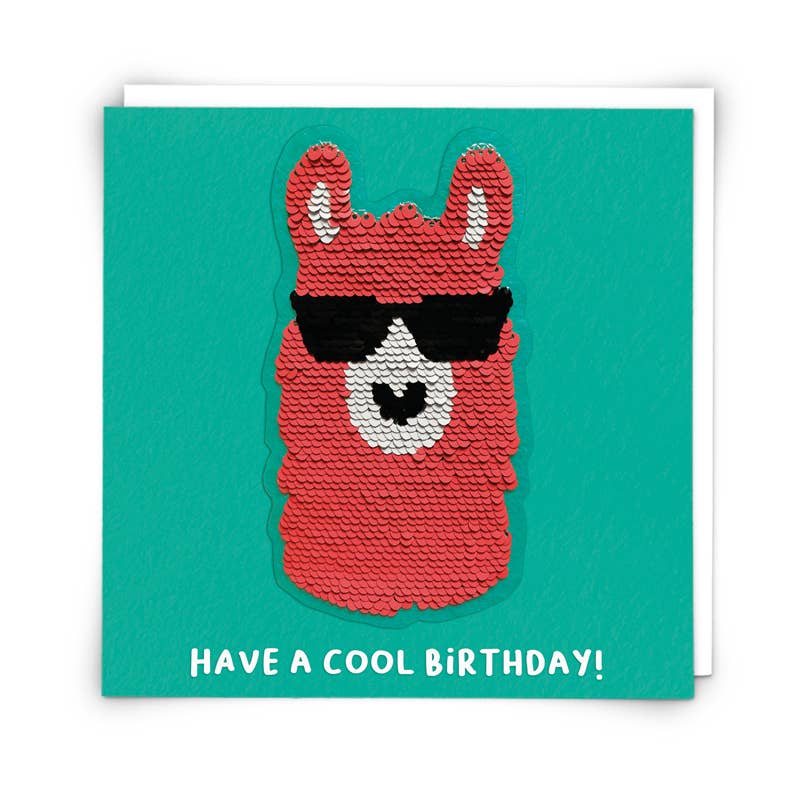 Redback Cards UK - Wholesale Birthday Card - Llama Greetings Card with Reusable Reversible Sequin Patch0
