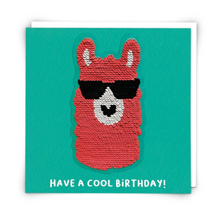 Redback Cards UK - Wholesale Birthday Card - Llama Greetings Card with Reusable Reversible Sequin Patch0
