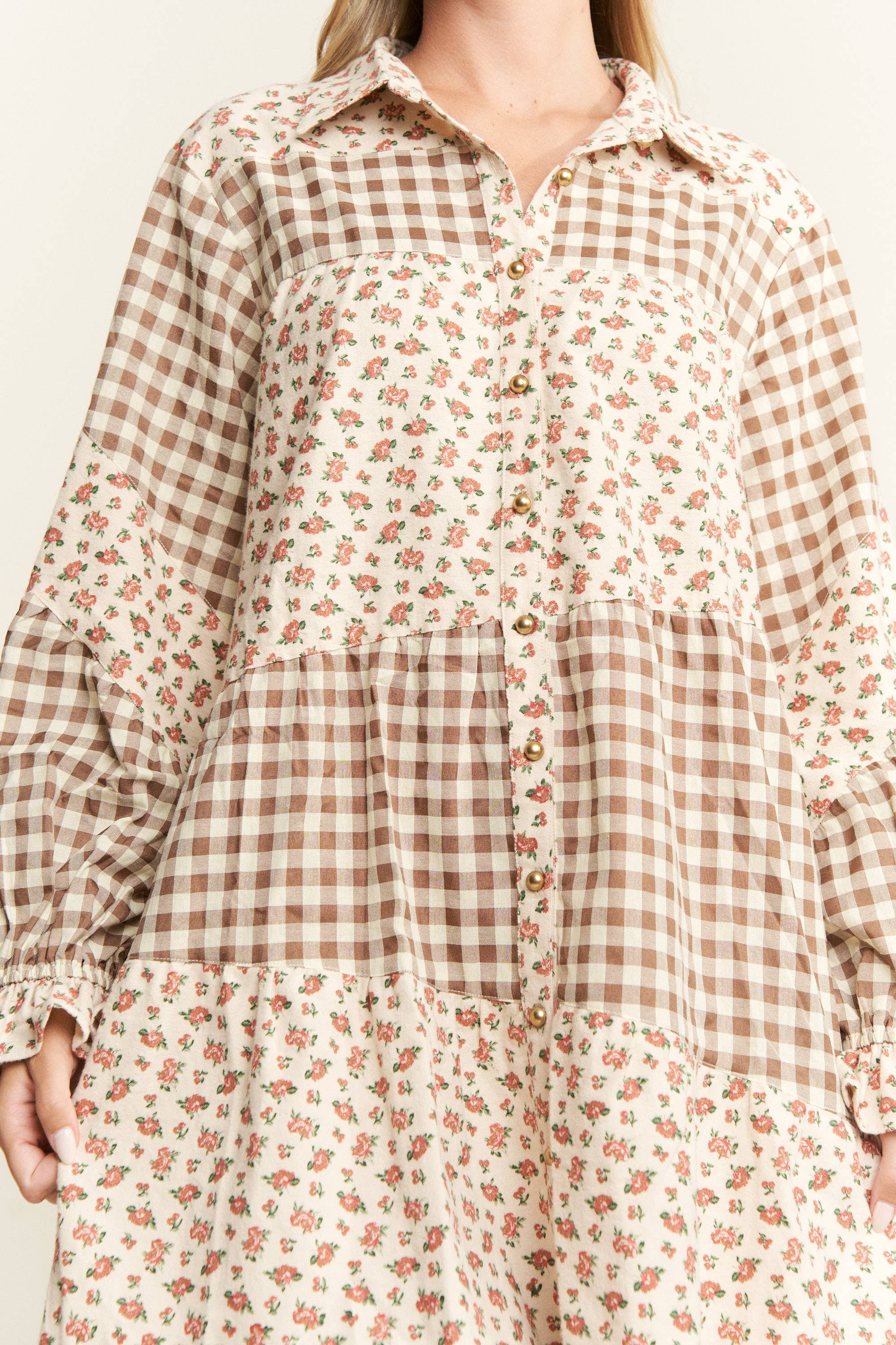 JADE BY JANE PLUS - Wholesale Dress - Women's - PLUS SIZE ASYMMETRICAL BUTTON DOWN FLORAL TIER DRESS PLUS3