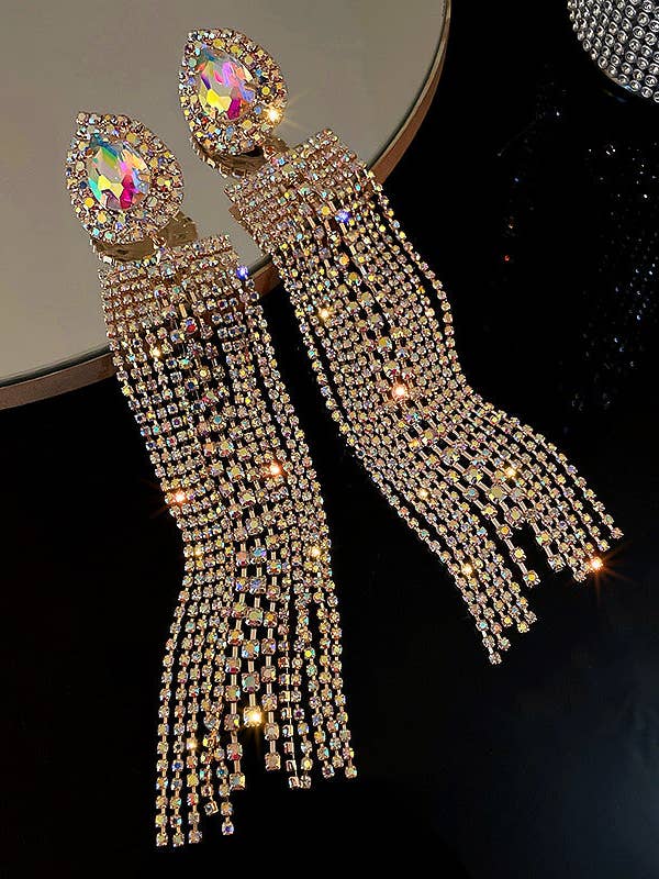 Teardrop kvast Rhinestone øreringe E6866 for engroshandel hos Ole