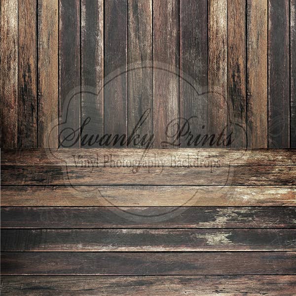 TWO IN ONE 8ft x 16ft Vinyl Photography / Dark Grungy Wood for wholesale by Swanky Prints