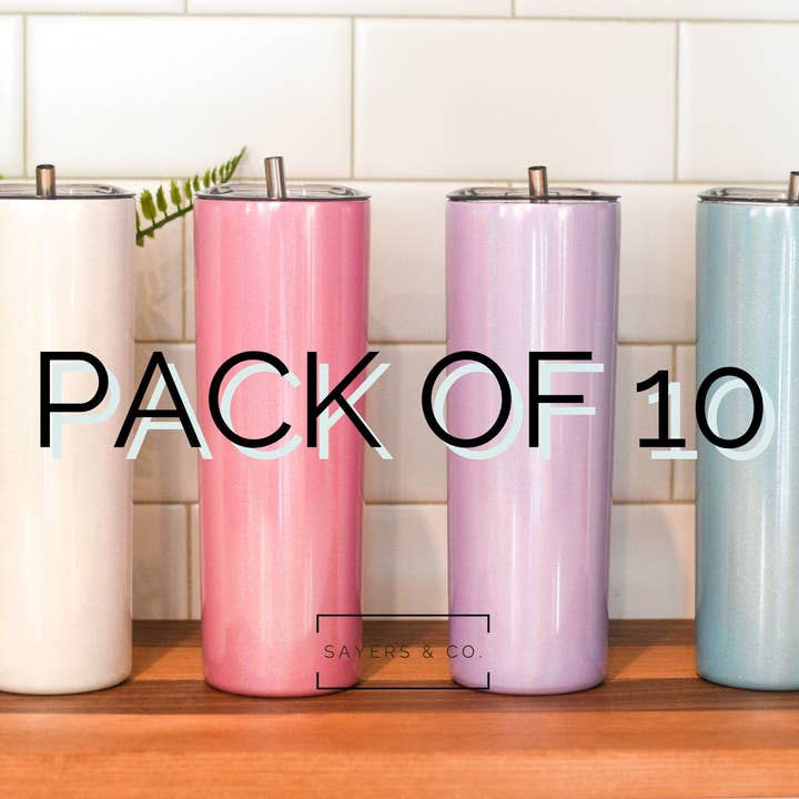 Sayers & Co. – Großhandel Thermotasse/-becher – Großpackung mit 10 - 20 oz Skinny Glitter Sublimation Blank Edelstahl Becher