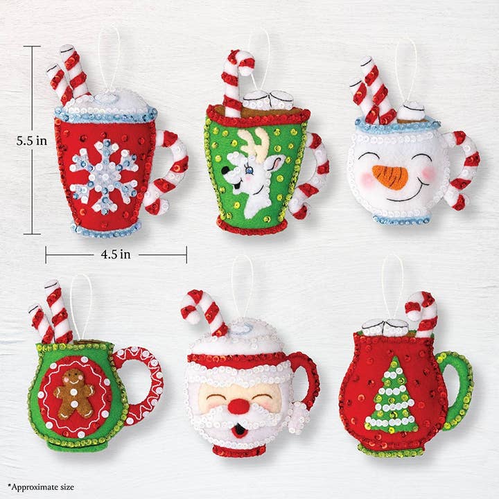 Plaid Crafts - Wholesale Ornament Set - Bucilla Cozy Christmas Felt Ornaments Set of 6