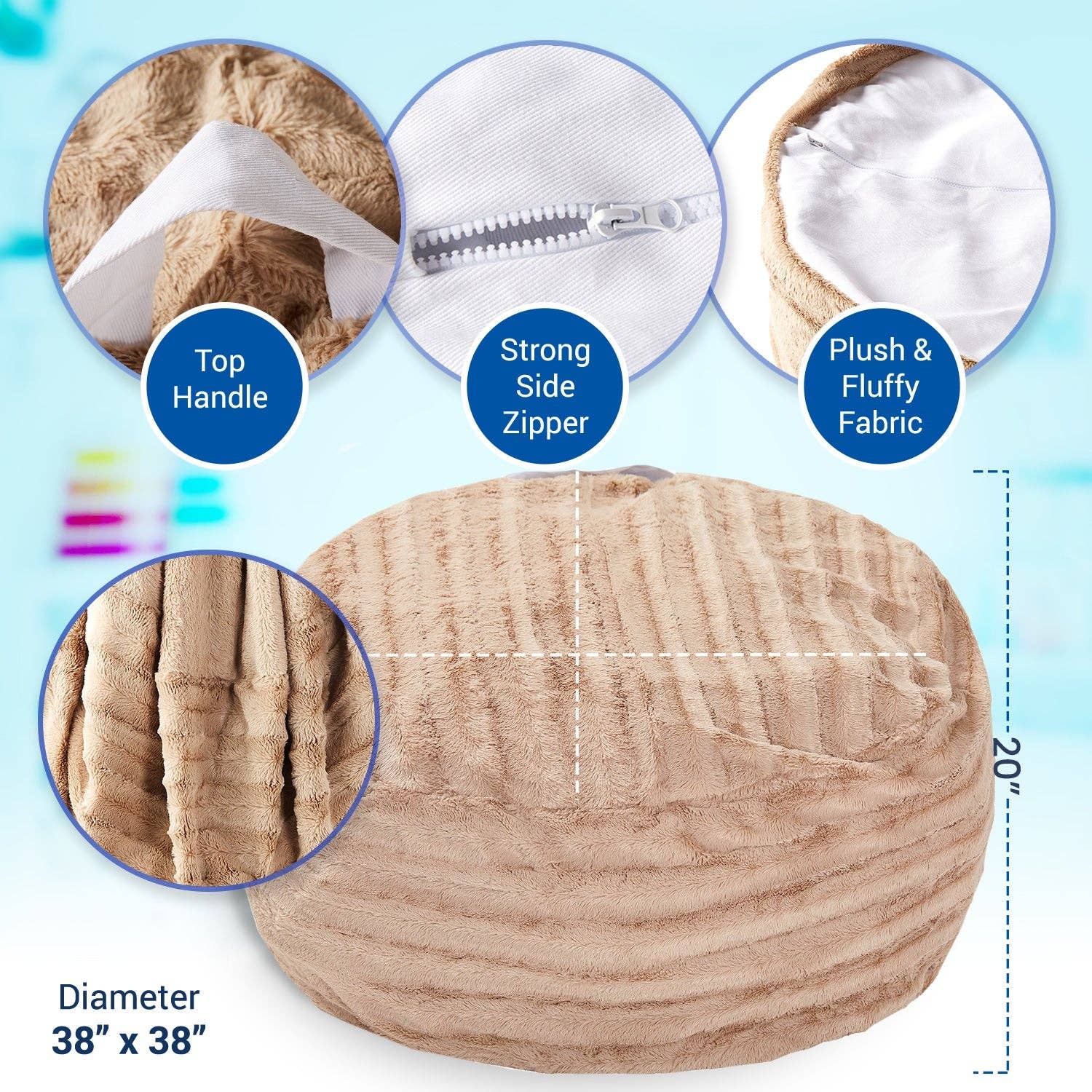 Cheer Collection - Vente Peluche – enfant et bébé - Pouf en fausse fourrure de la collection Cheer et rangement pour animaux en peluche10