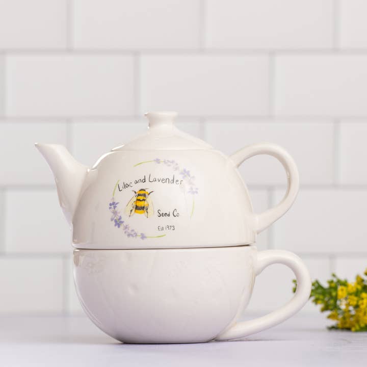 Transpac - Wholesale Tea Set - CLOSEOUT Ceramic 6.75" Lavender and Lilac Tea for One Set