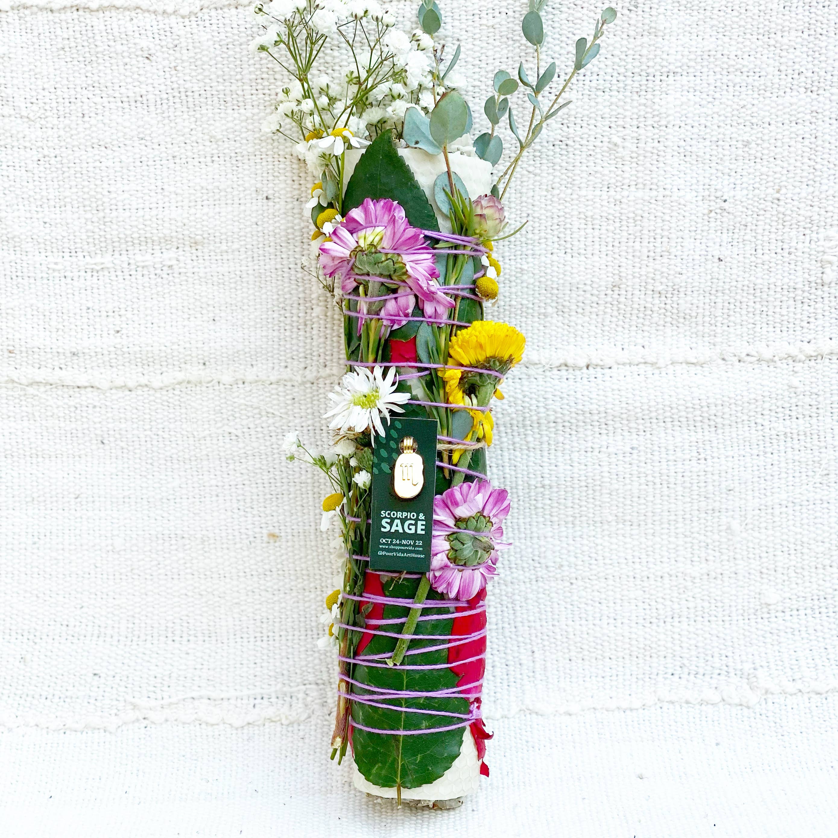 Pour Vida - Wholesale Smudge Stick - Scorpio & Sage Zodiac Smudge Stick, 9"2