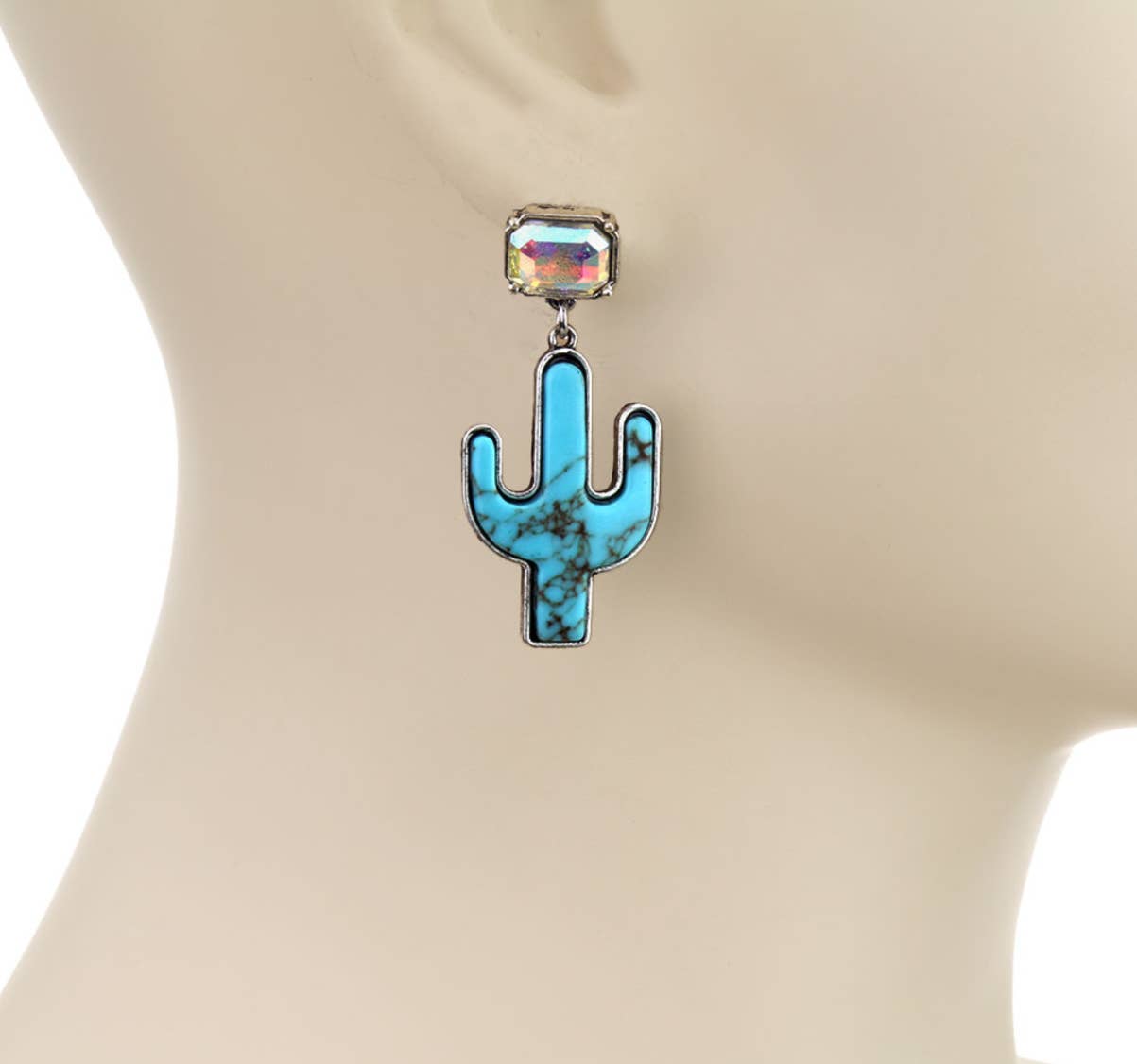 Boho Ranch Shop - Vente Boucles d'oreilles pendantes - Boucles d'oreilles Western Star Cactus avec strass7