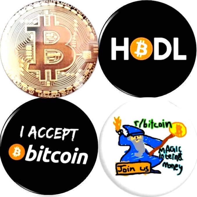 Pinbax Express - Wholesale Lapel Pin/Button - Bitcoin x 4 NEW LARGE 2.25" Inch (57mm) set pin badges