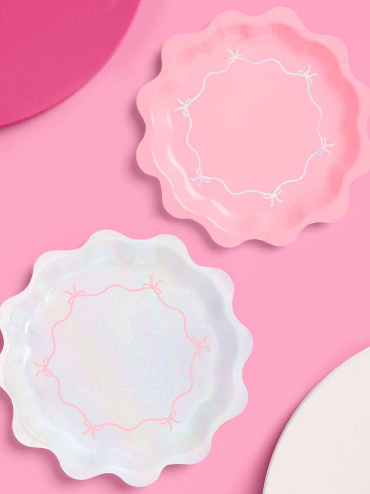 Tying the Knot Plates - 24 paper plates, Bow, Coquette, Bday for wholesale by xo, Fetti