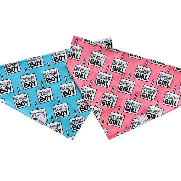 Halstuch „Happy Birthday“ in Blau und Rosa für den Großhandel von Fetch Mart