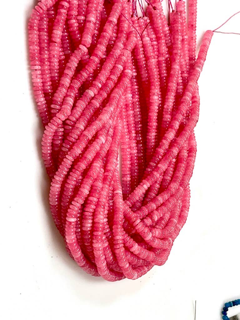 TRIVENI USA INC - Wholesale Beads - 6mm Cherry Quartz Gemstone Heishi Tire Beads Strands 3