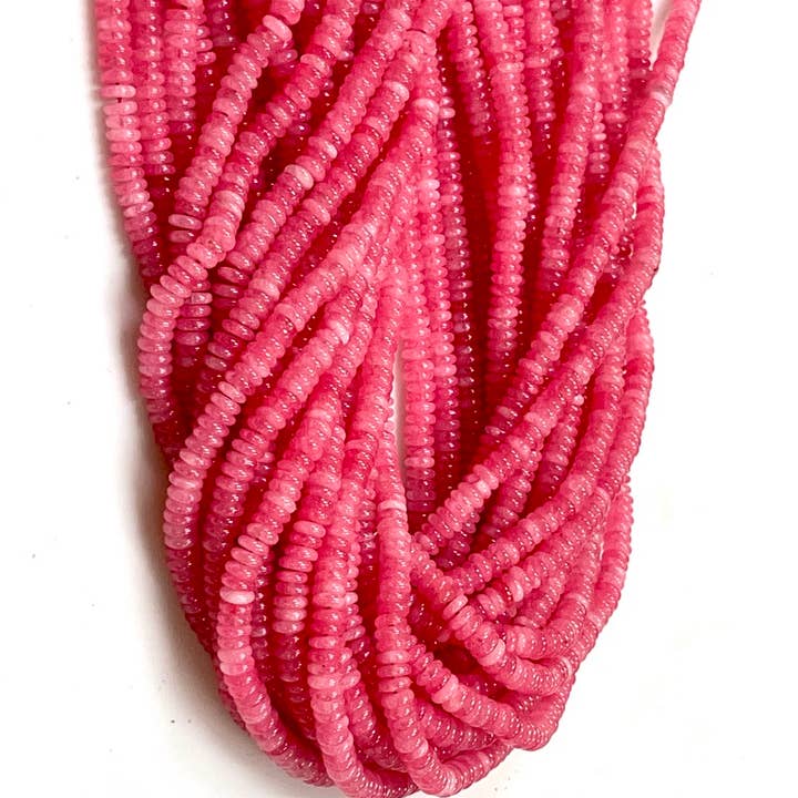 TRIVENI USA INC - Wholesale Beads - 6mm Cherry Quartz Gemstone Heishi Tire Beads Strands 3