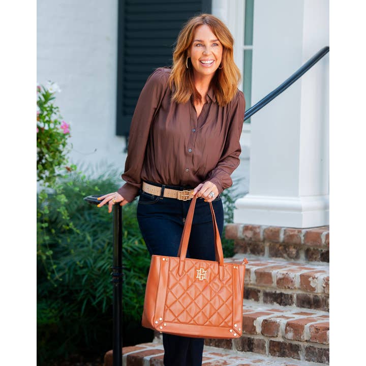 Caroline Hill - Wholesale Tote Bag - Women's - Sophie Zippered Tote Saddle LD