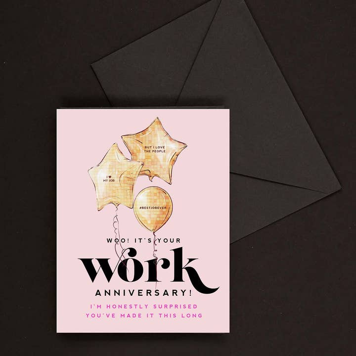 Kitty Meow Boutique - Wholesale Anniversary Card - Happy Work Anniversary - Funny Encouragement & Celebration Card1
