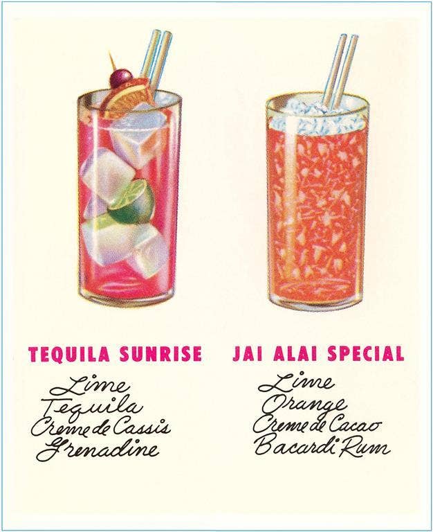 Found Image Press - Venta al por mayor Pegatina - Pegatina BV-381 Tequila Sunrise y Jai Alai Cóctel Especial0