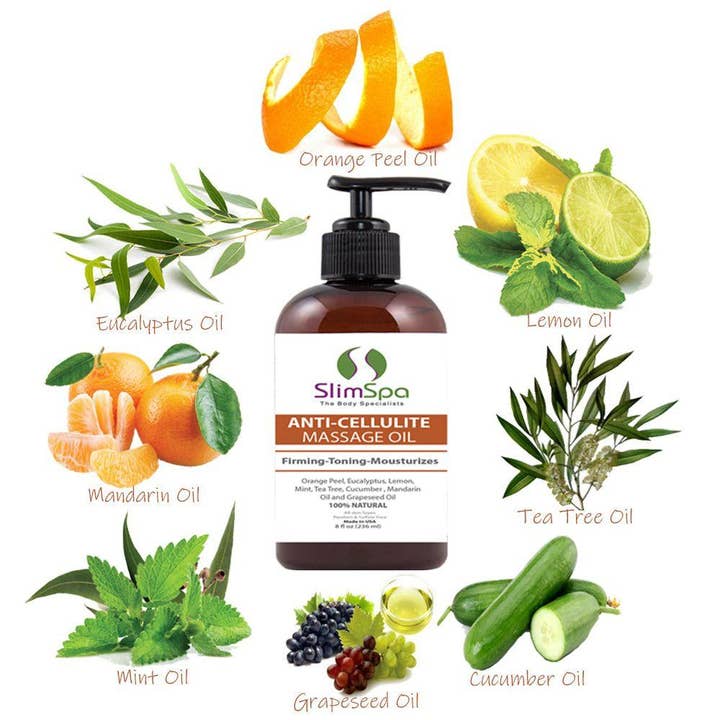 SlimSpa The Body Care Specialists - Wholesale Bath/Body Oil - Anti-Cellulite Massage Oil 8oz2