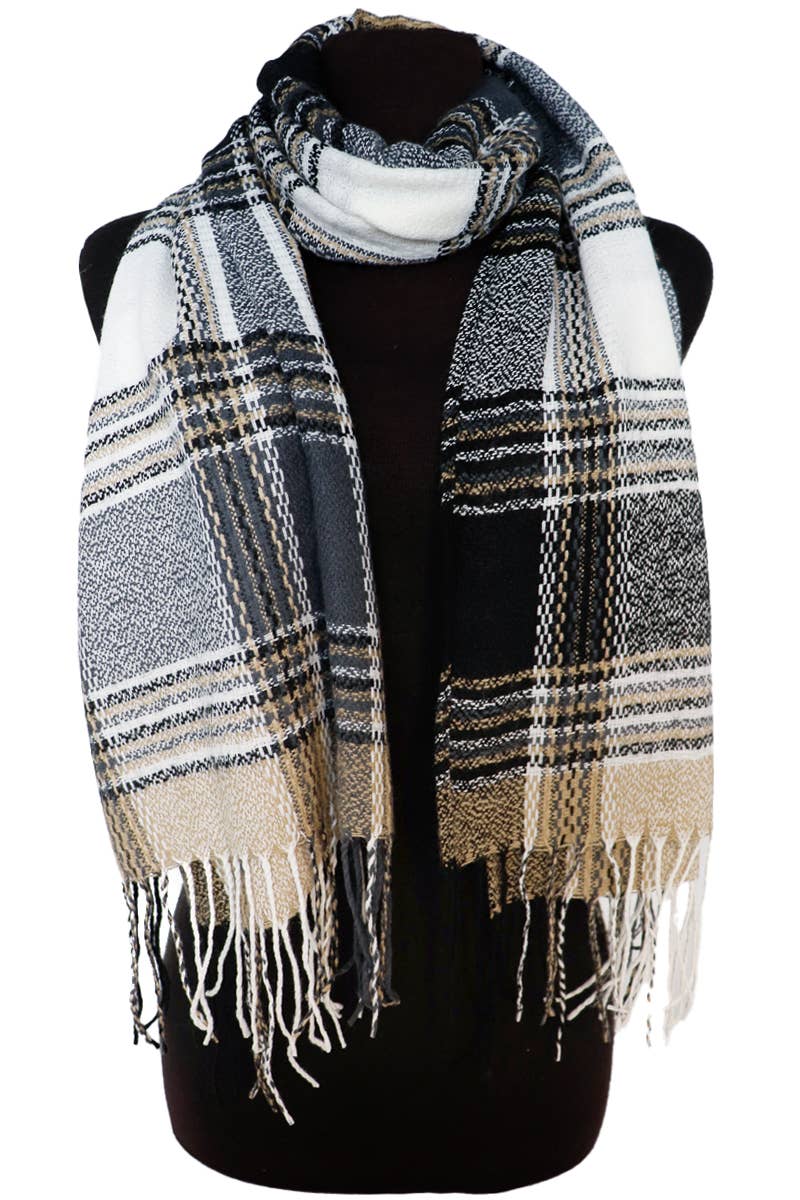 Cap Zone – wholesale Scarf – Women's – Madras Plaid Variegated Blanket Wrap Shawl Oblong Scarf3