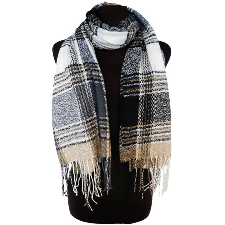 Cap Zone – wholesale Scarf – Women's – Madras Plaid Variegated Blanket Wrap Shawl Oblong Scarf3