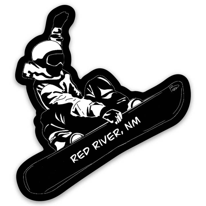 Red River Snowboarder Sticker for wholesale by Bugsy's