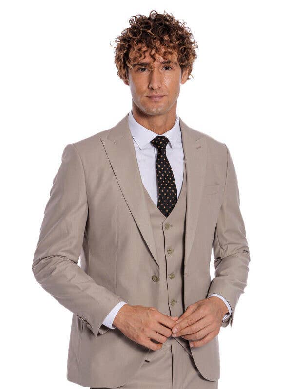 Plain Slim Fit Light Brown Men Suit - Wessi for wholesale by Wessi
