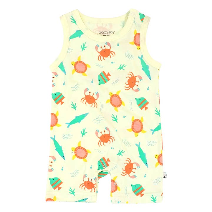 Babysoy Pattern Prints Tank Romper for wholesale by babysoy Inc