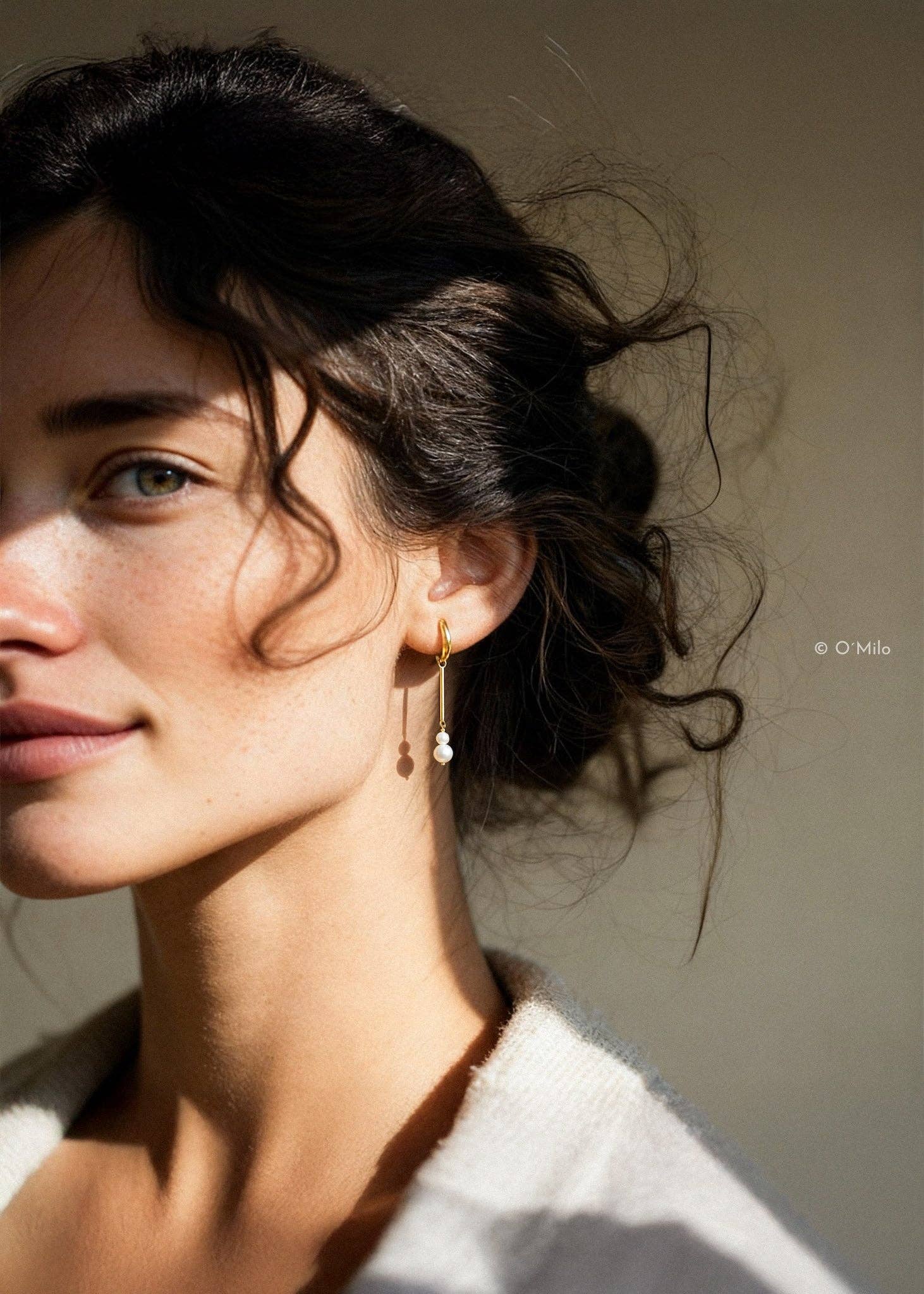 O'Milo - Wholesale Dangle Earrings - Pearl Drop Hoops. Elise9