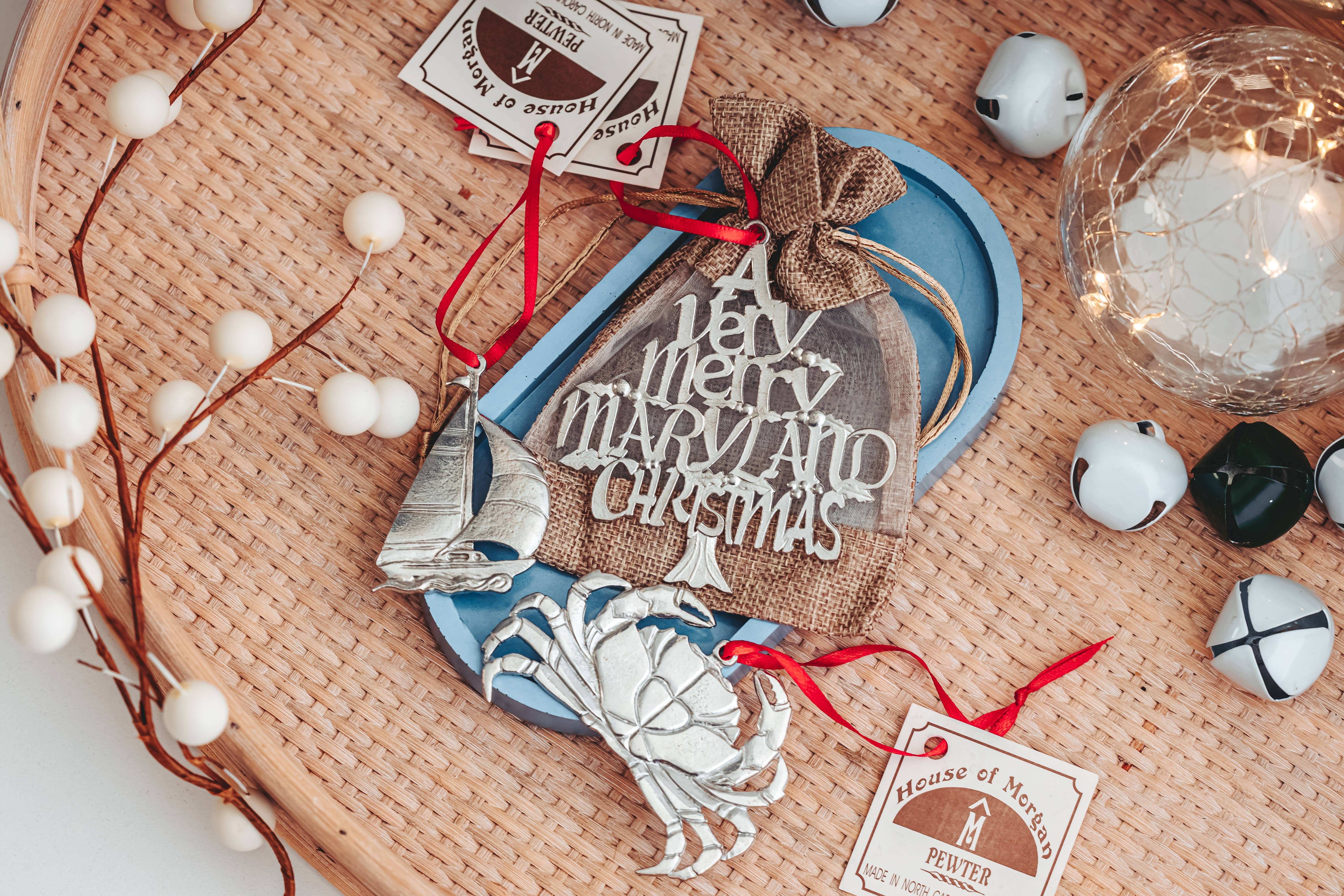 House of Morgan Pewter - Wholesale Ornament - Maryland Gifts - Crab - Sailboat - Christmas Ornament4