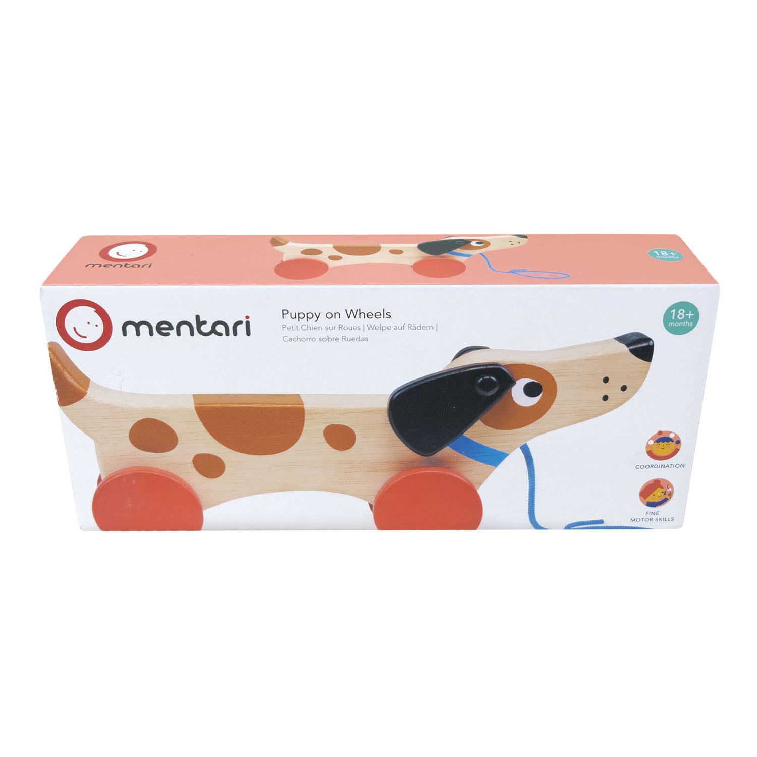 ThreadBear Design UK/EU – wholesale Wood toy – Child – Mentari Puppy On Wheels3