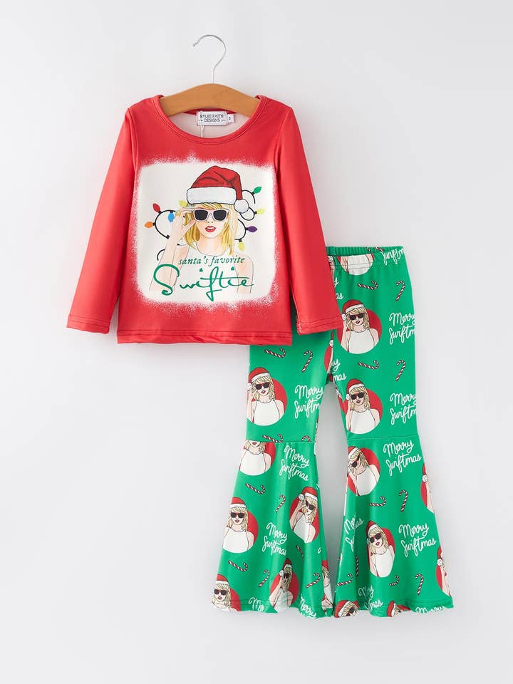 Rylee Faith Designs - Wholesale Top & Pant Set - Kids - TS Christmas Print Top + Pants Girls Outfits Set