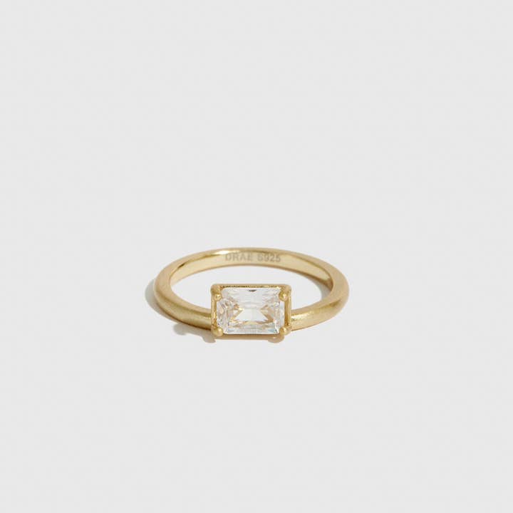 Baguette-Cut Solitaire Ring for wholesale by DRAE COLLECTION