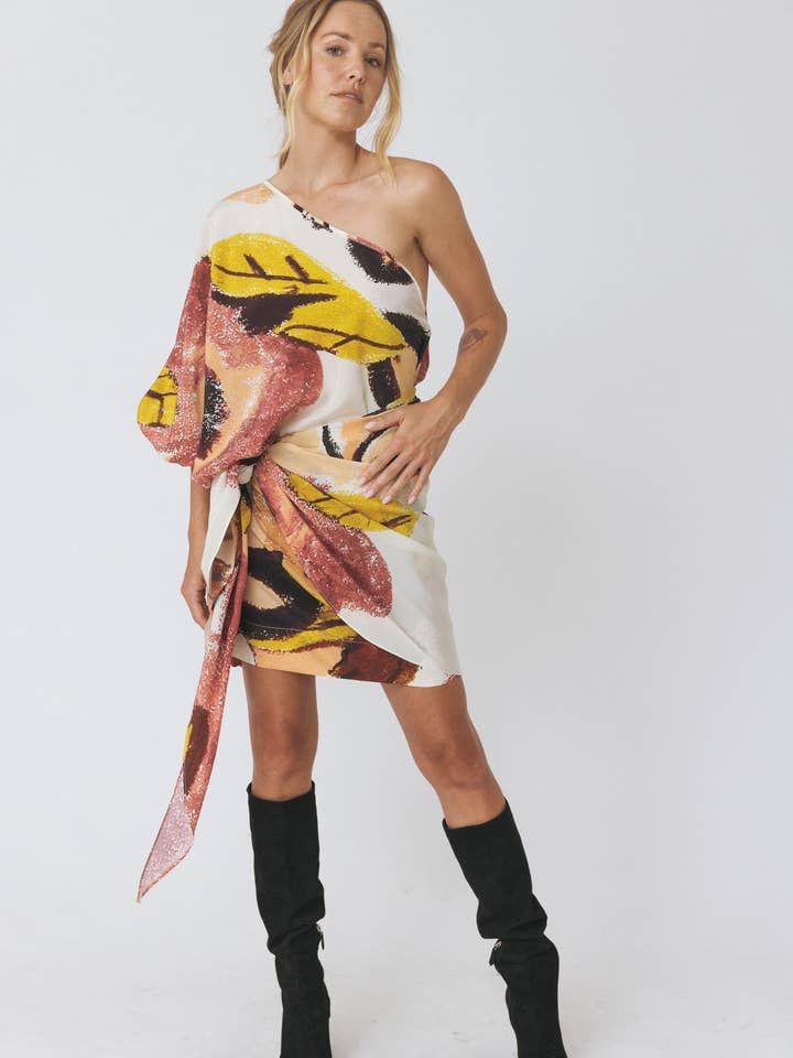 Robe imprimée à une épaule pour la vente par ANT WOMAN COLLECTION