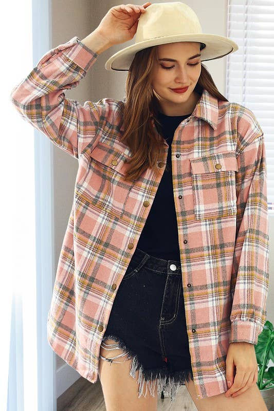 NINEXIS - Vente Veste-chemise – femme - CWOJA406_VESTE À CARREAUX EN FLANELLE SANS POCHE LATÉRALE19