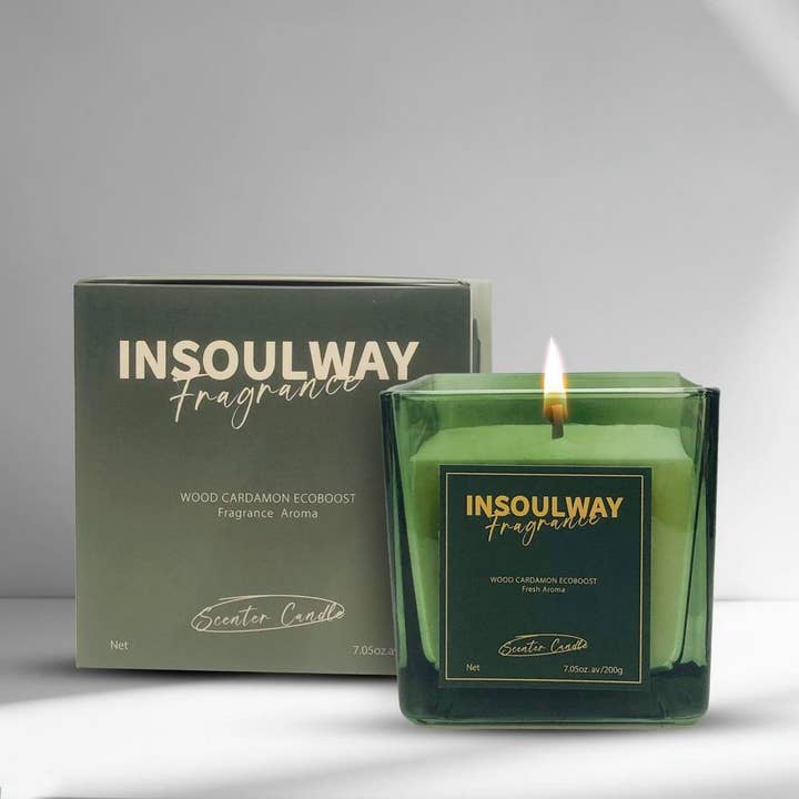 8oz Fancy Glass Container Soy Candle - Smells Heavenly - Holiday Gift - Home Decor - Green for wholesale by Aria Home