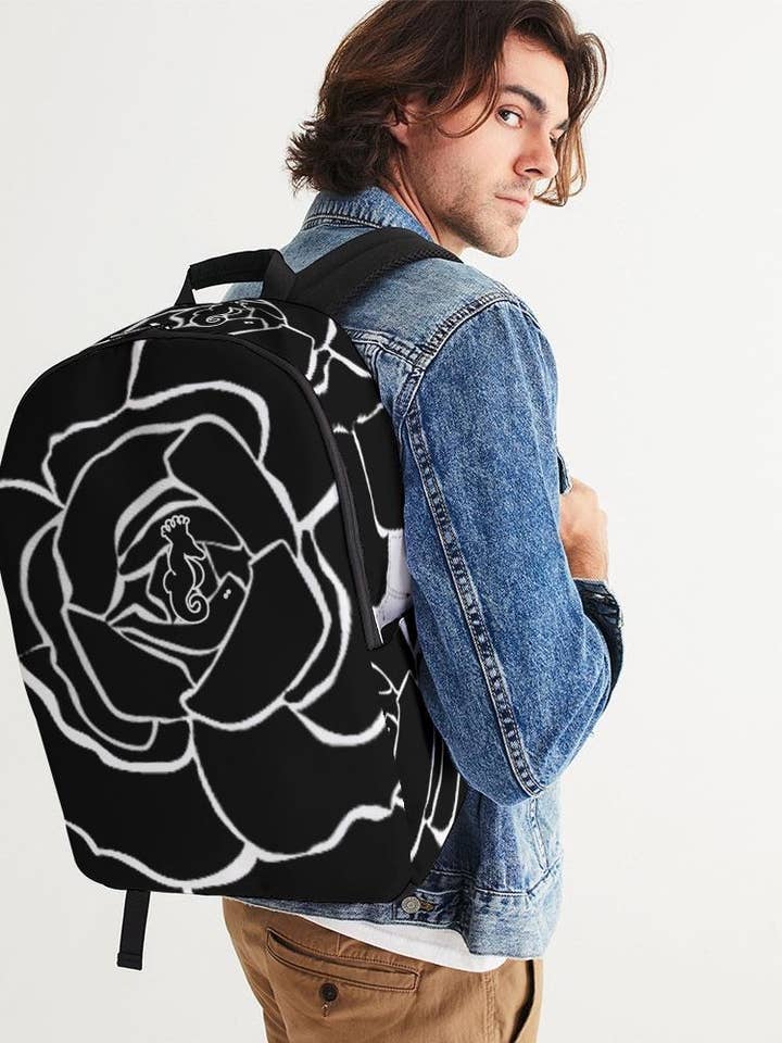 Dwayne Elliot Collection Black Rose Large Backpack for wholesale by Dwayne Elliott Collection