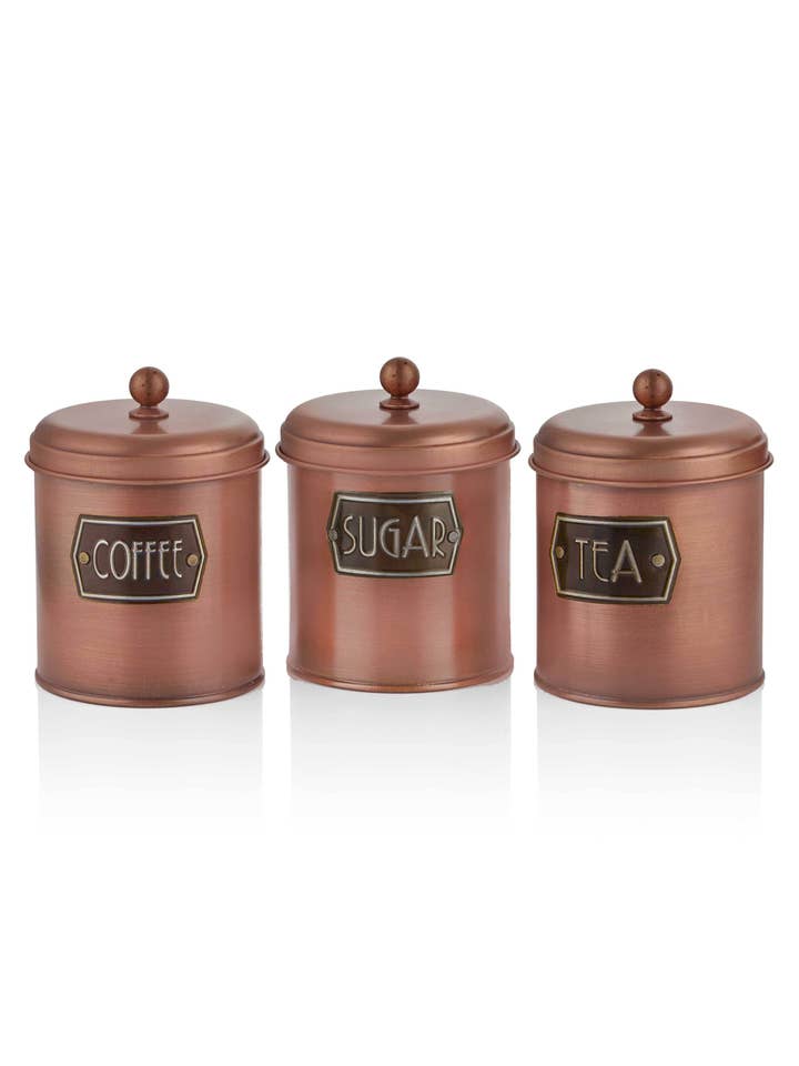 Copper Coffee, Tea, And Sugar Canister Set - 17 cm (H) for wholesale by Rozi