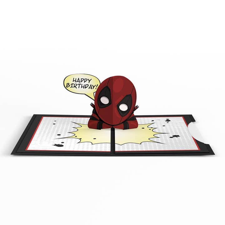 Marvel Deadpool Birthday 4-in-1 5"x7” to 2"x3” Nesting Card for wholesale by Lovepop Cards