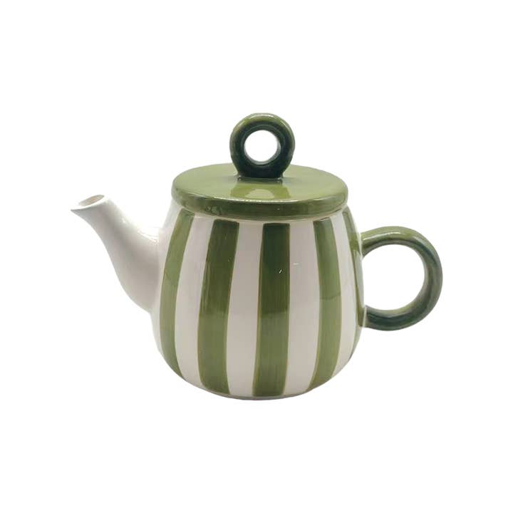 Opjet Paris - Wholesale Tea Pot - Khaki striped teapot L20.5 D18.8 H15cm