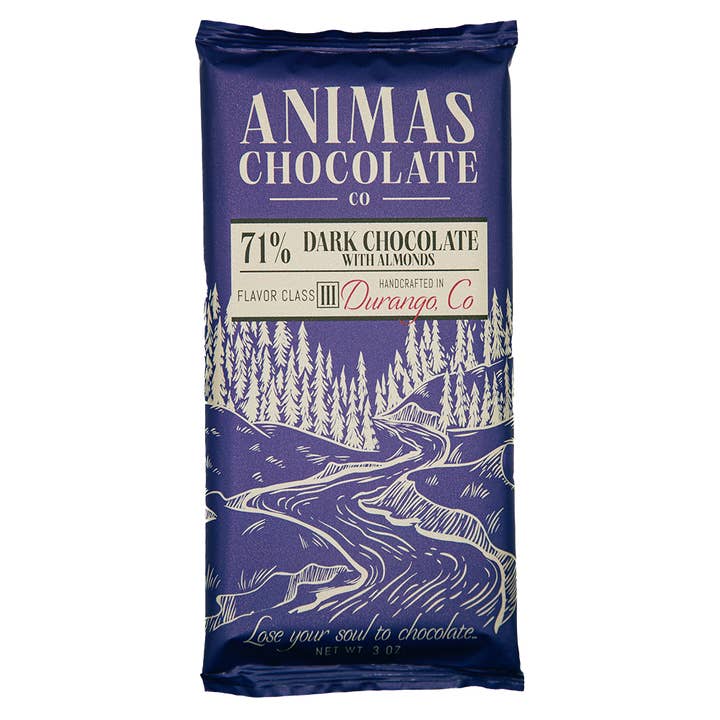 71% DARK CHOCOLATE WITH ALMONDS for wholesale by Animas Chocolate Company